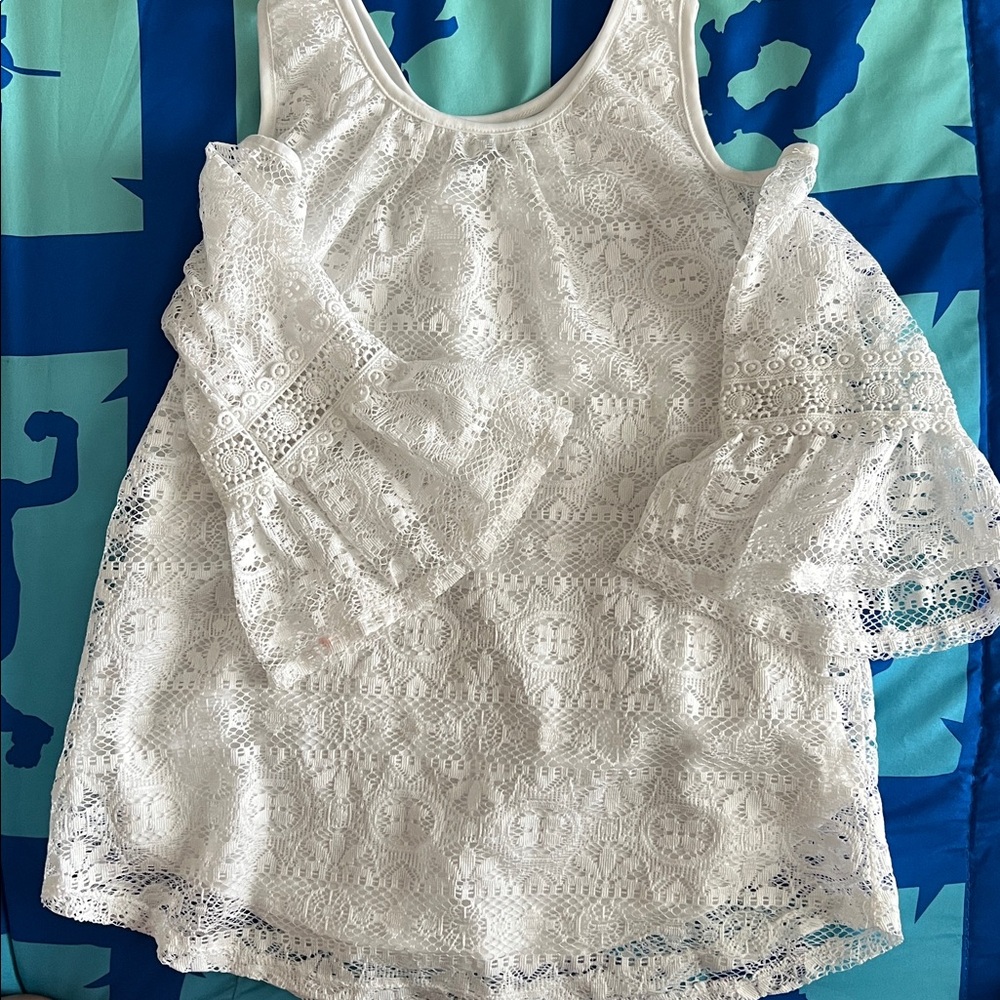 Knitworks White Lace Cold Shoulder Top